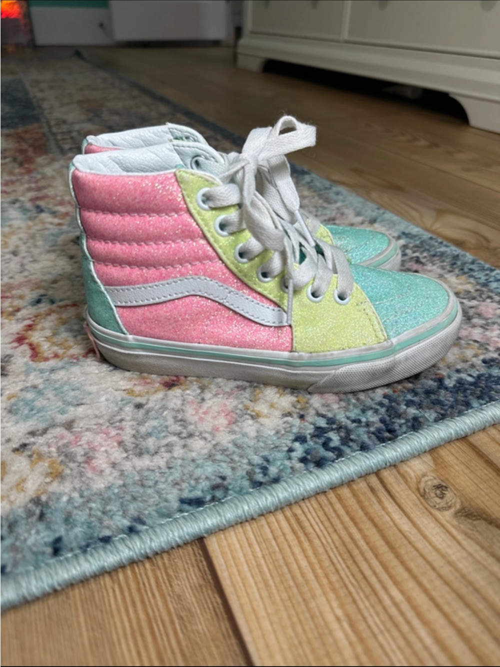 Kids Glitter Vans High-Top Sneakers